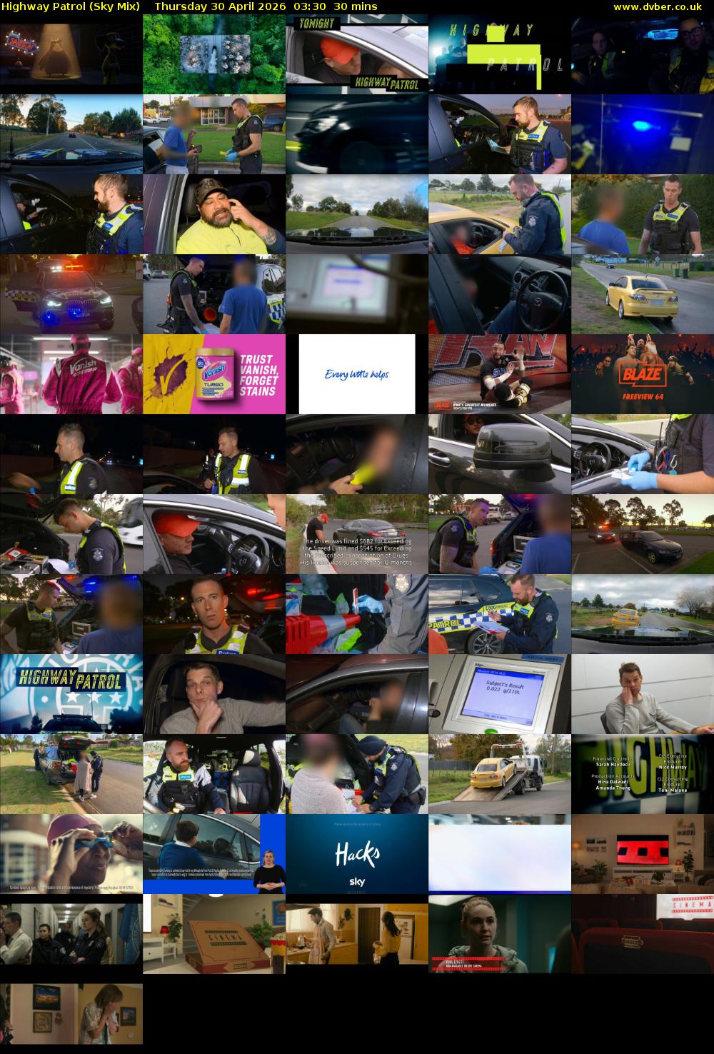 Highway Patrol (Sky Mix) Thursday 30 April 2026 03:30 - 04:00