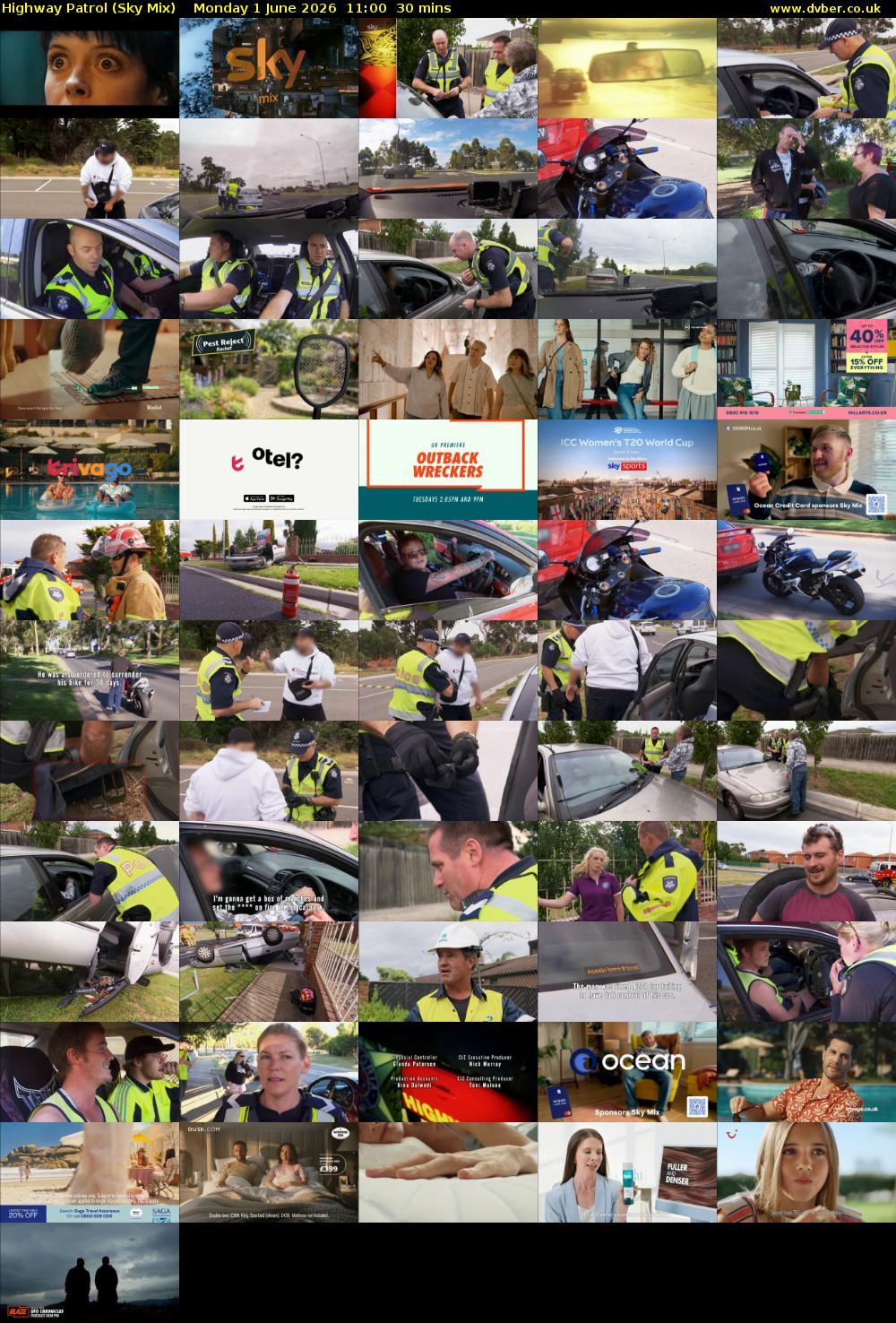 Highway Patrol (Sky Mix) Monday 1 June 2026 11:00 - 11:30