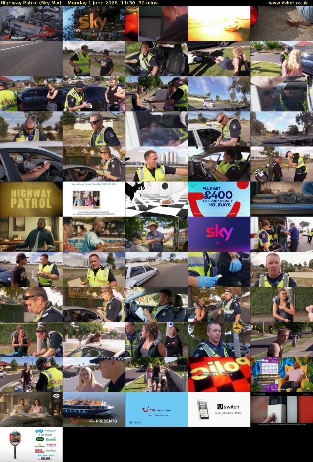 Highway Patrol (Sky Mix) Monday 1 June 2026 11:30 - 12:00