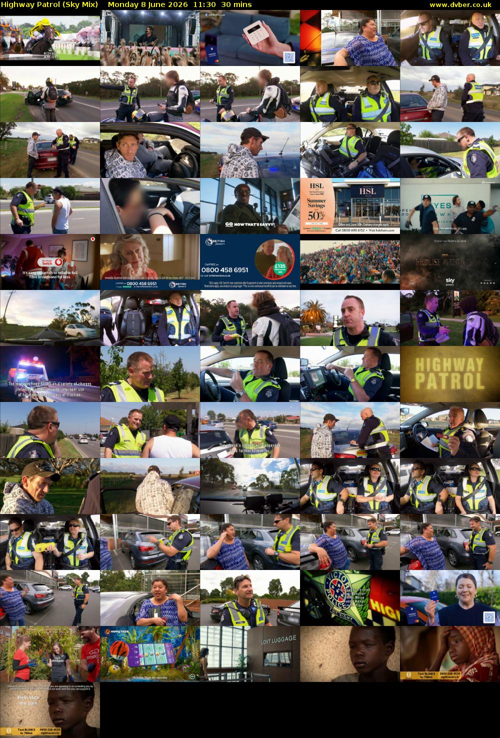 Highway Patrol (Sky Mix) Monday 8 June 2026 11:30 - 12:00
