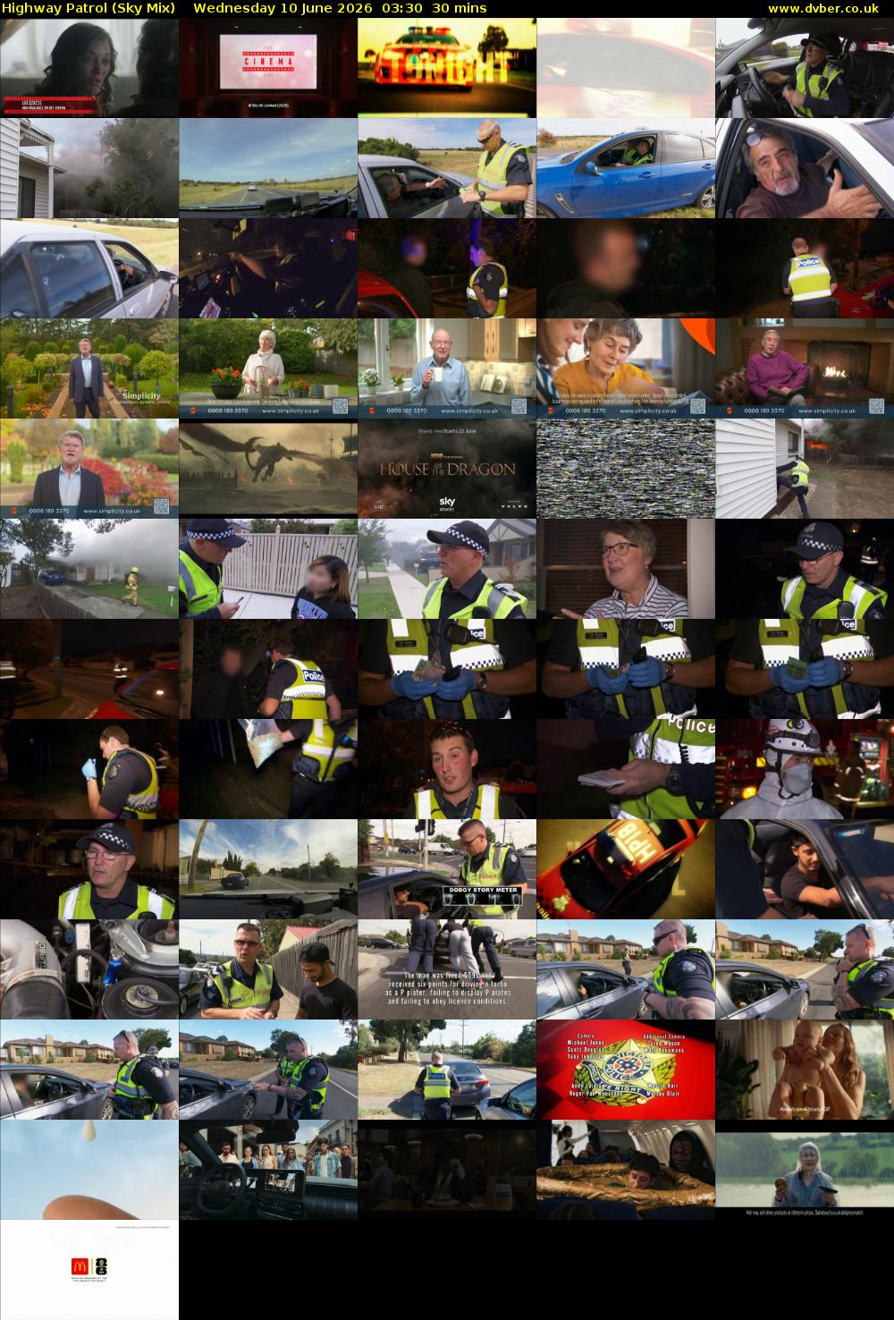 Highway Patrol (Sky Mix) Wednesday 10 June 2026 03:30 - 04:00