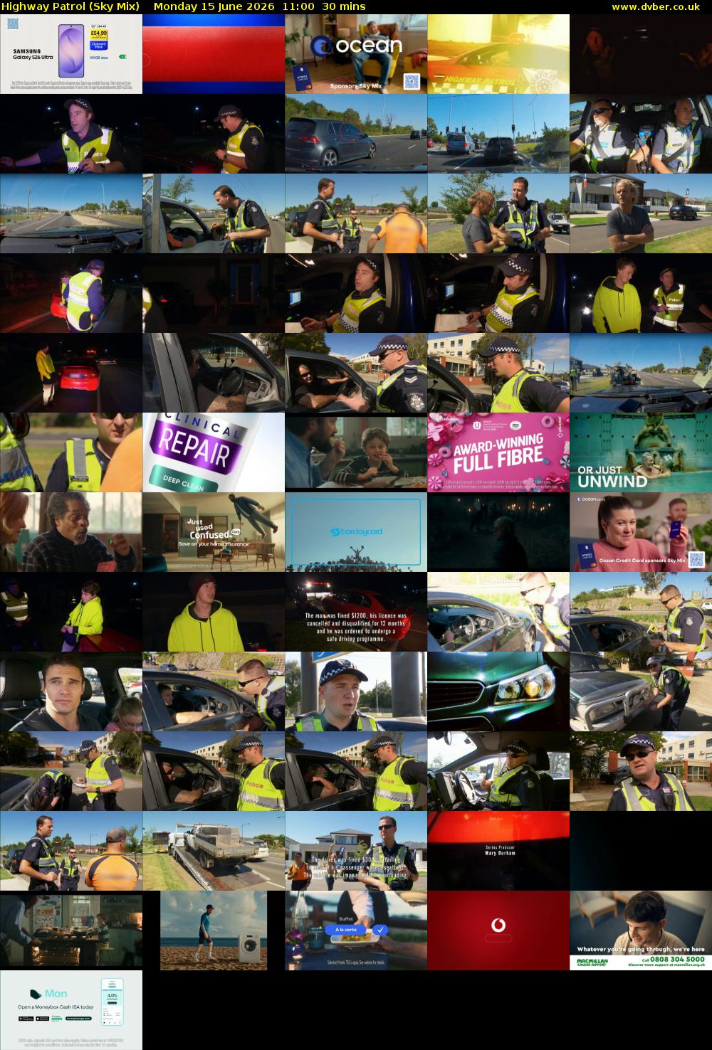 Highway Patrol (Sky Mix) Monday 15 June 2026 11:00 - 11:30