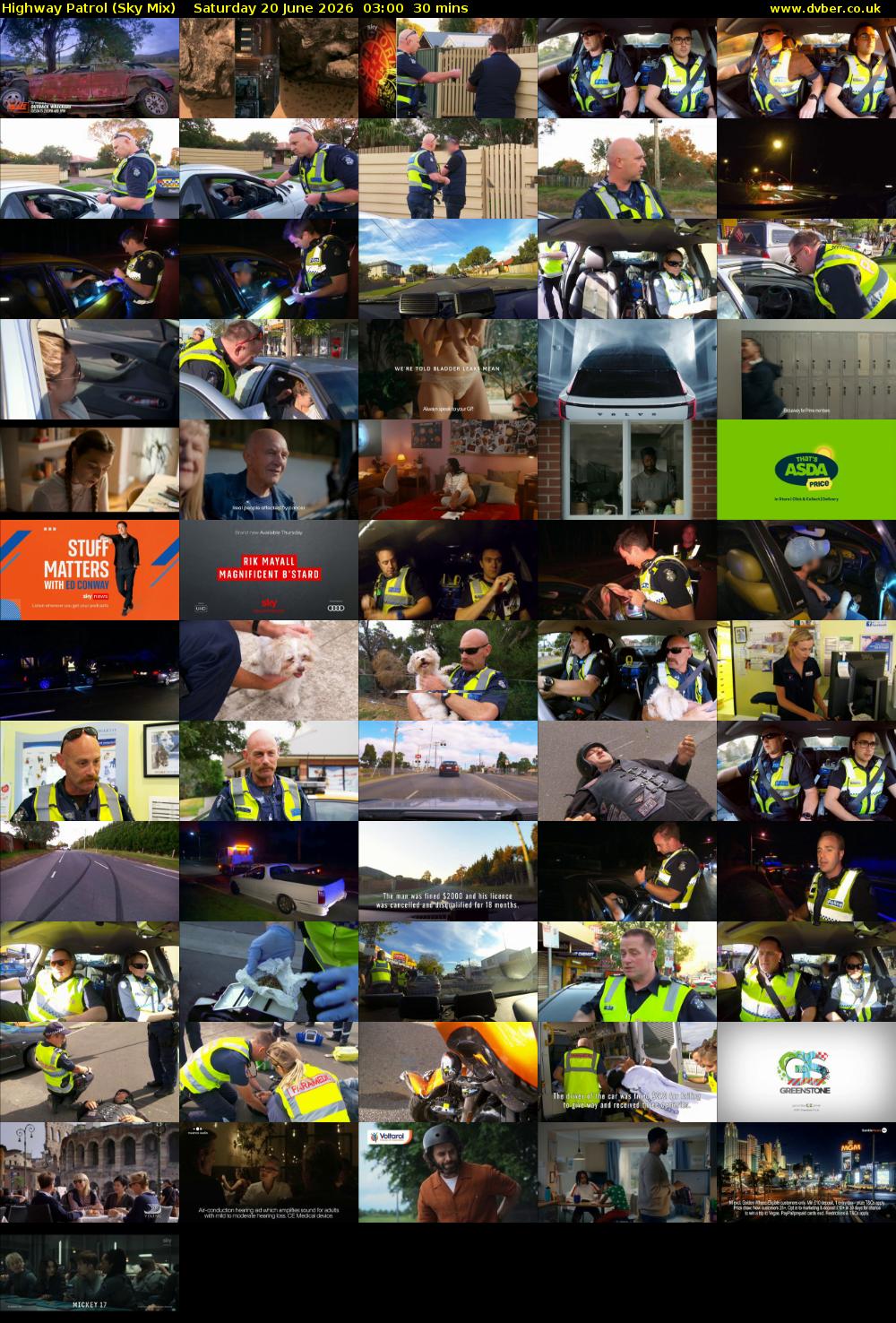 Highway Patrol (Sky Mix) Saturday 20 June 2026 03:00 - 03:30