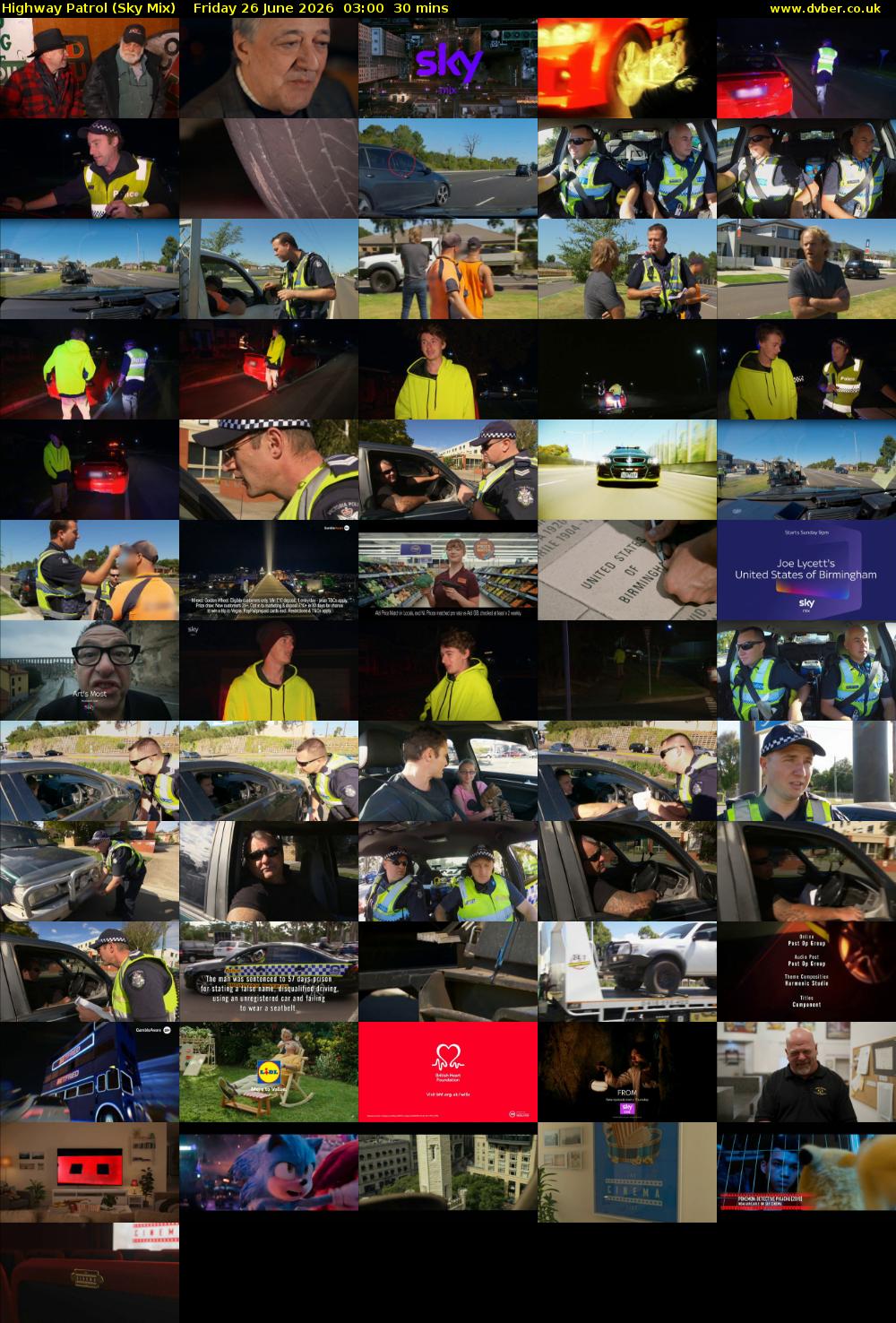 Highway Patrol (Sky Mix) Friday 26 June 2026 03:00 - 03:30