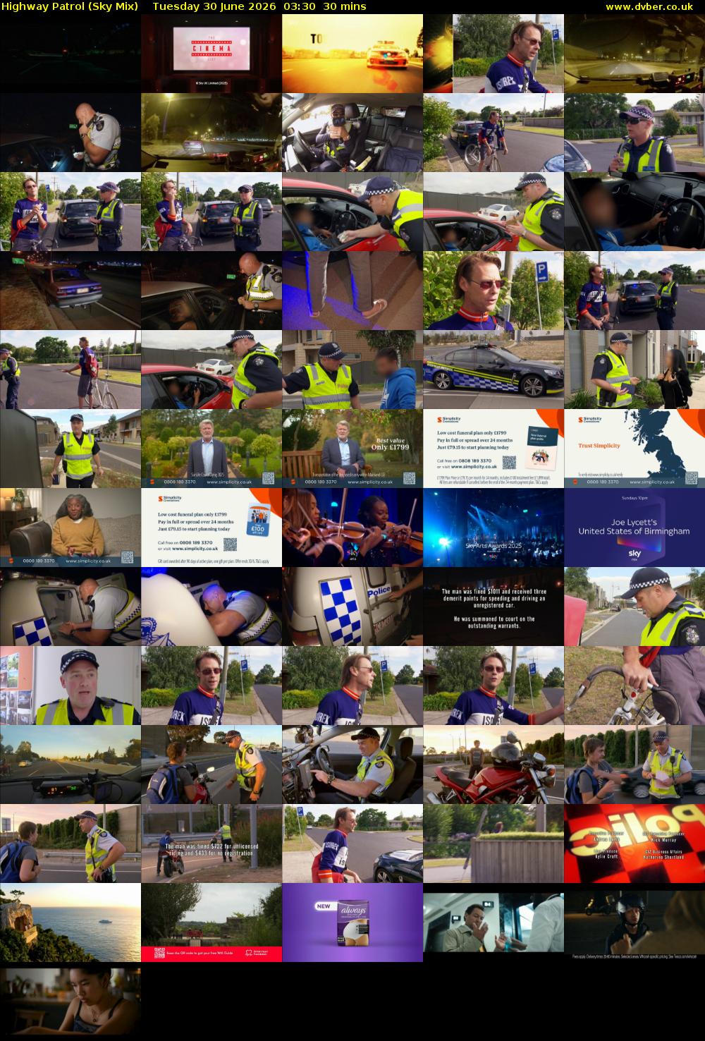Highway Patrol (Sky Mix) Tuesday 30 June 2026 03:30 - 04:00