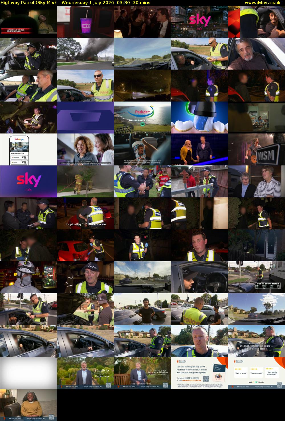 Highway Patrol (Sky Mix) Wednesday 1 July 2026 03:30 - 04:00