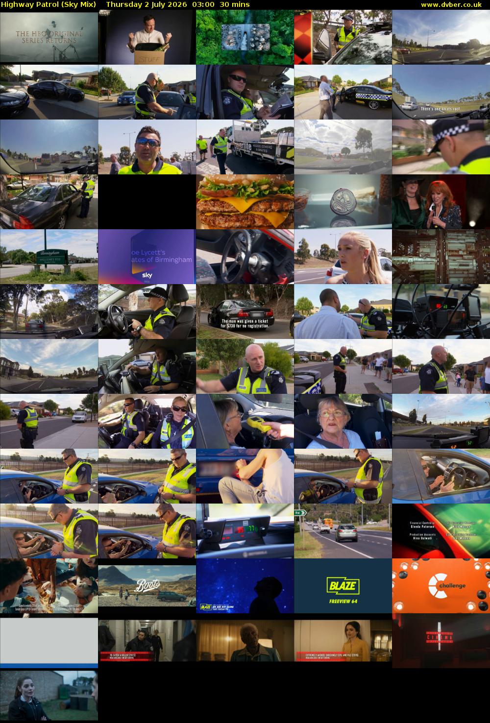 Highway Patrol (Sky Mix) Thursday 2 July 2026 03:00 - 03:30