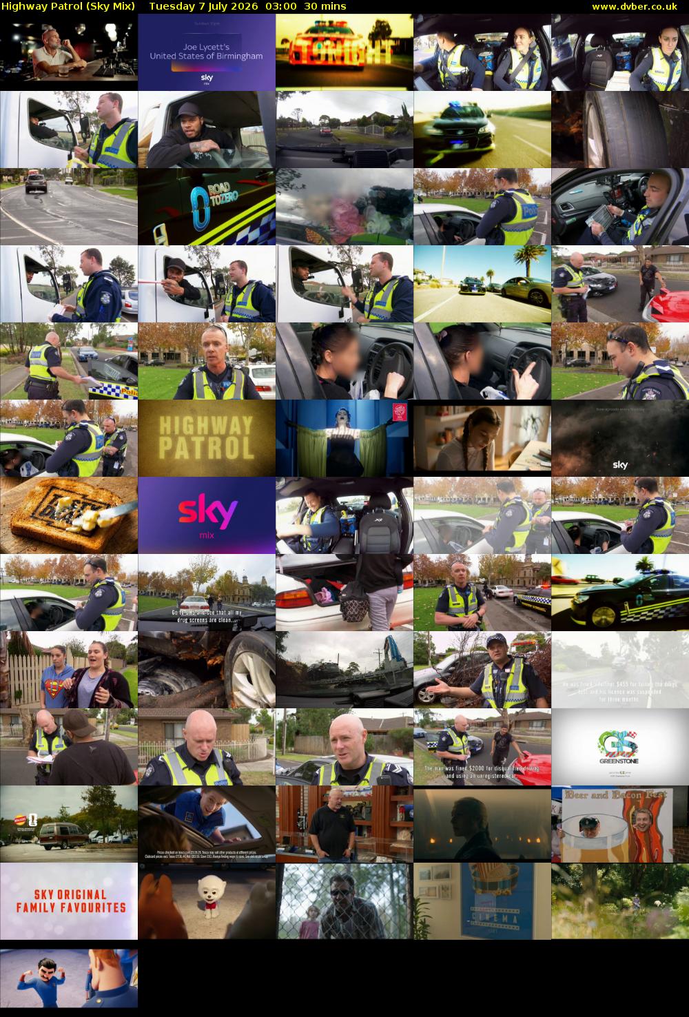 Highway Patrol (Sky Mix) Tuesday 7 July 2026 03:00 - 03:30