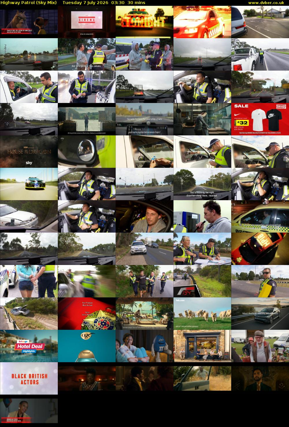 Highway Patrol (Sky Mix) Tuesday 7 July 2026 03:30 - 04:00