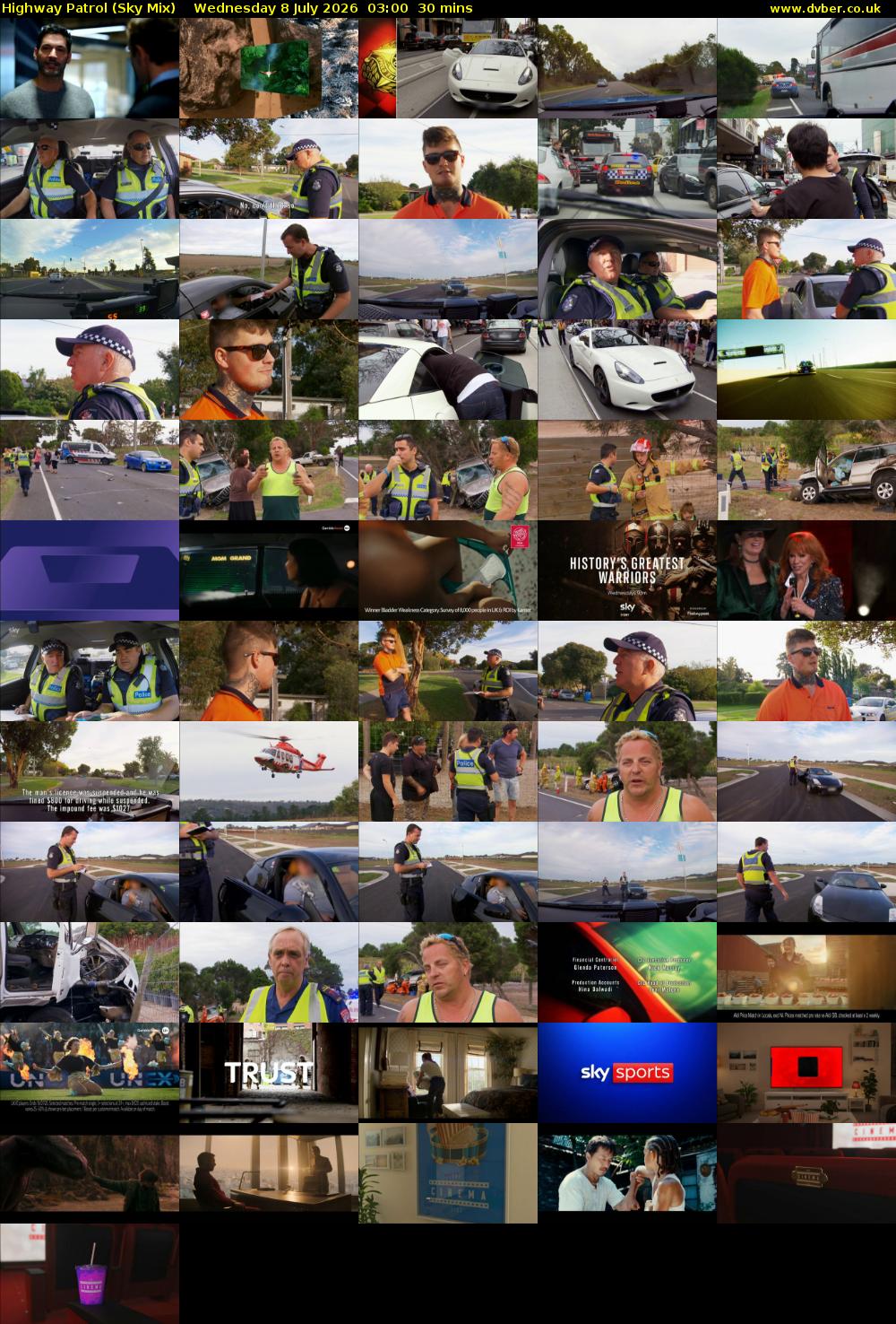 Highway Patrol (Sky Mix) Wednesday 8 July 2026 03:00 - 03:30