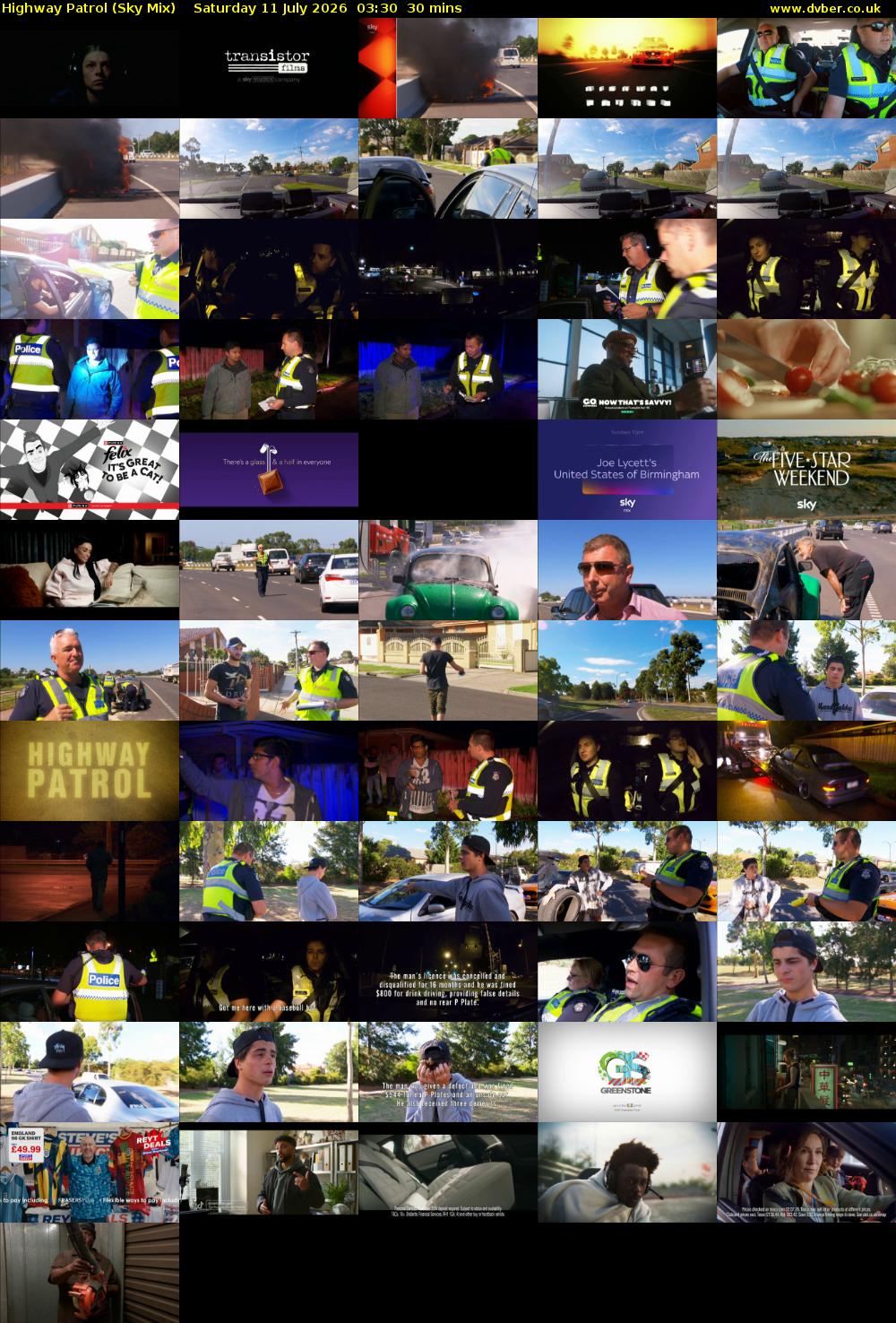 Highway Patrol (Sky Mix) Saturday 11 July 2026 03:30 - 04:00