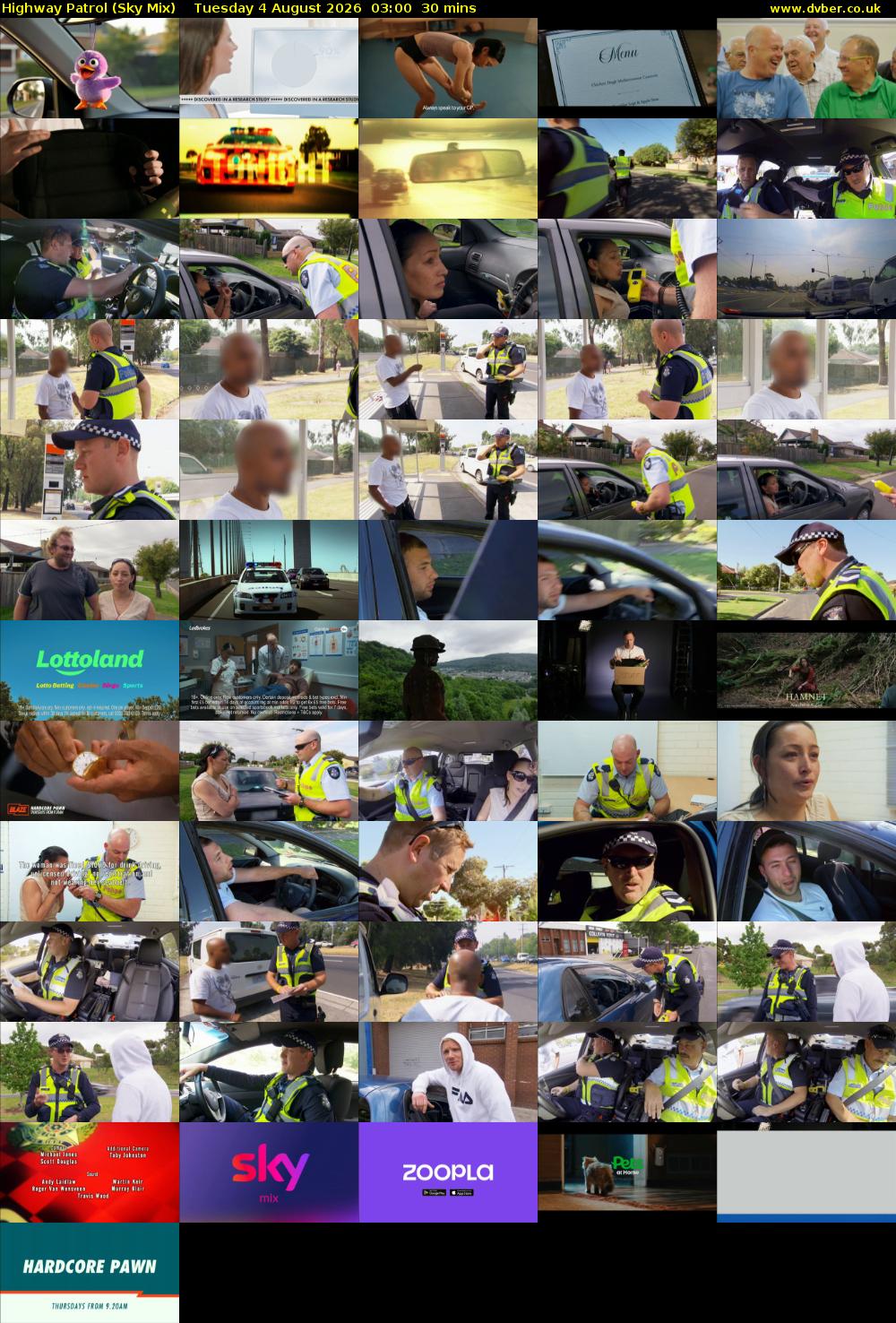 Highway Patrol (Sky Mix) Tuesday 4 August 2026 03:00 - 03:30