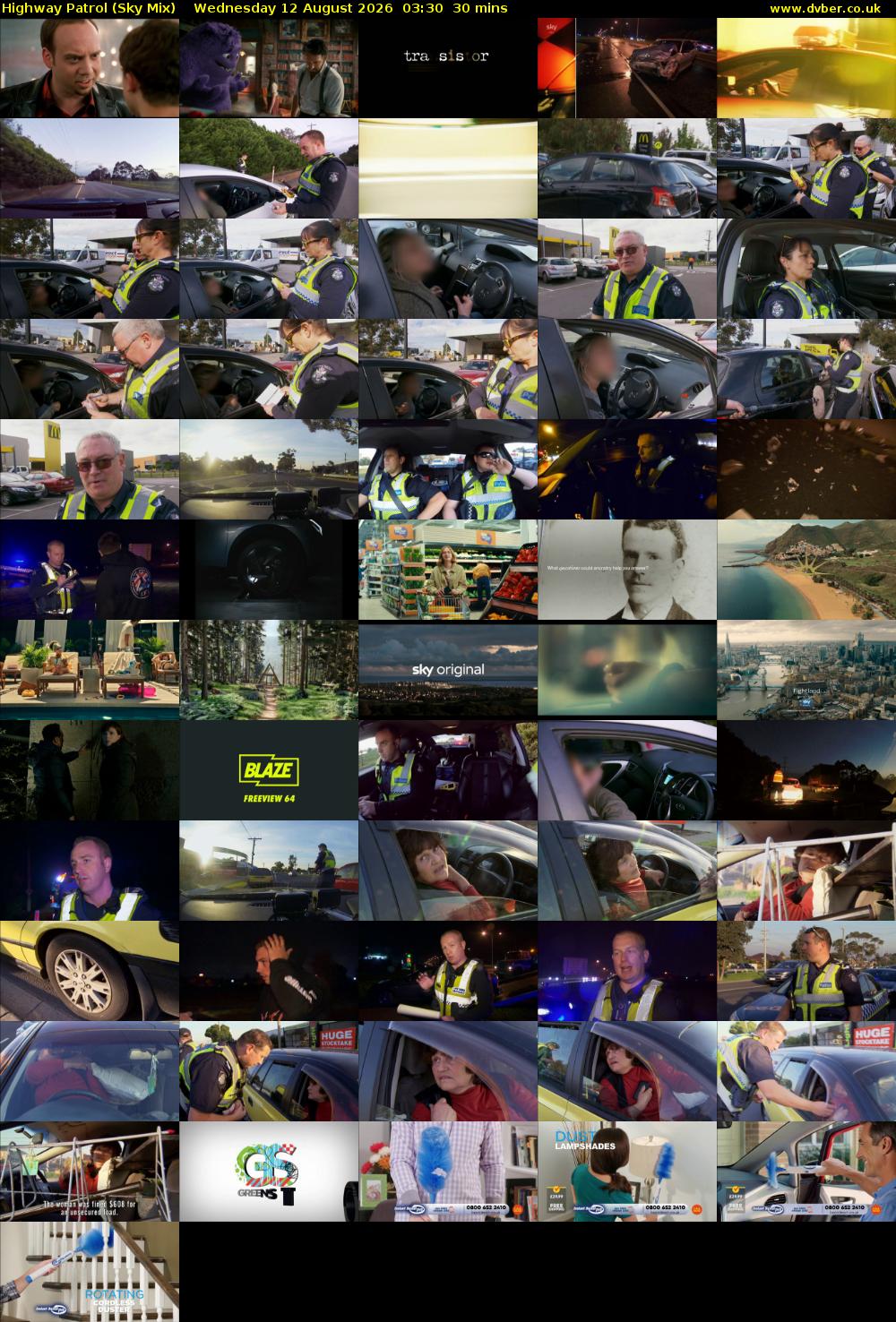 Highway Patrol (Sky Mix) Wednesday 12 August 2026 03:30 - 04:00