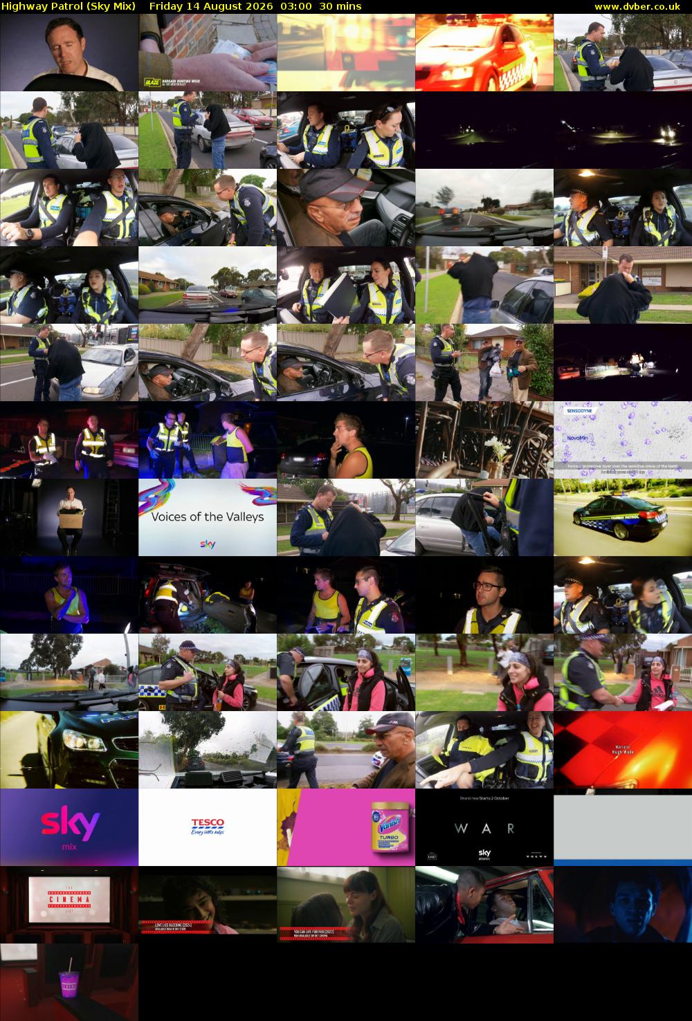 Highway Patrol (Sky Mix) Friday 14 August 2026 03:00 - 03:30