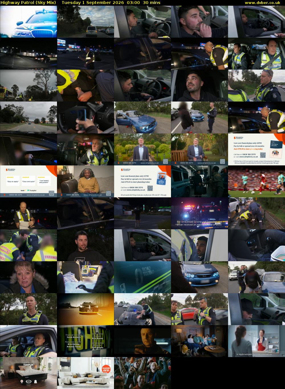 Highway Patrol (Sky Mix) Tuesday 1 September 2026 03:00 - 03:30