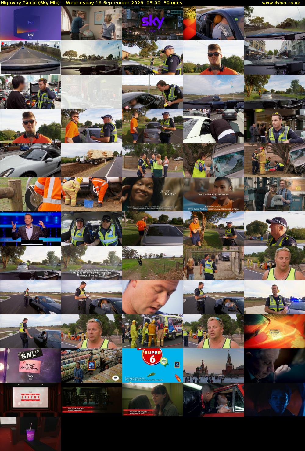 Highway Patrol (Sky Mix) Wednesday 16 September 2026 03:00 - 03:30