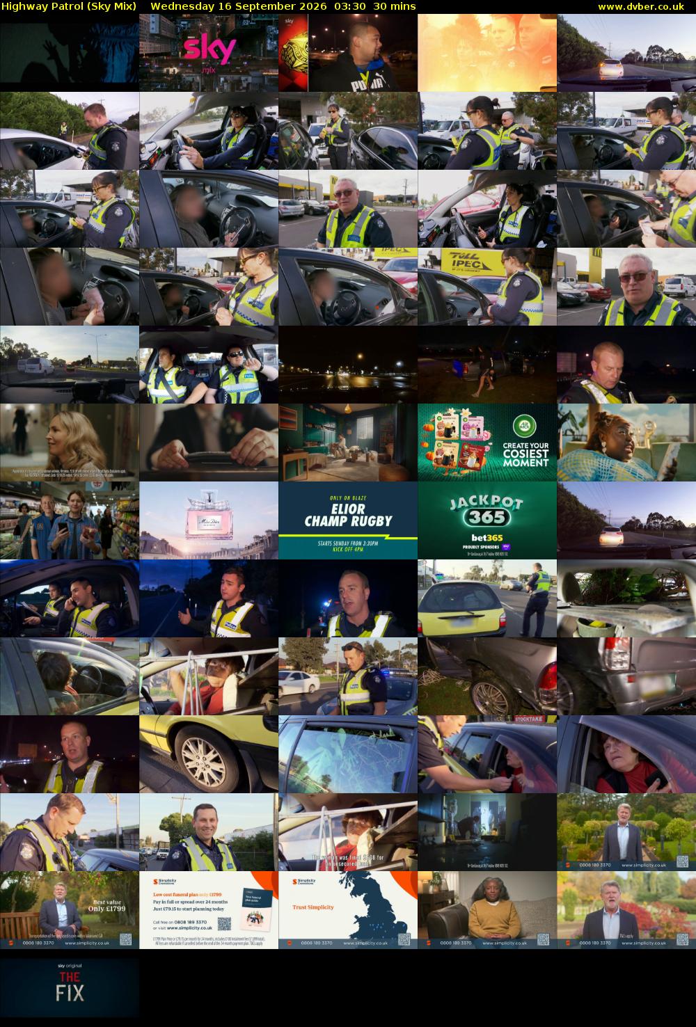 Highway Patrol (Sky Mix) Wednesday 16 September 2026 03:30 - 04:00