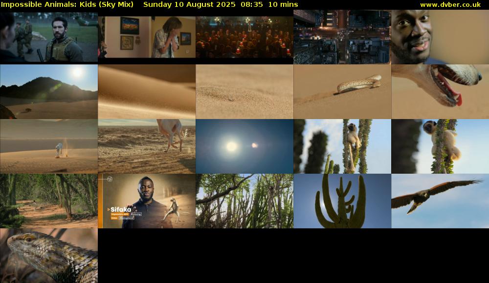 Impossible Animals: Kids (Sky Mix) Sunday 10 August 2025 08:35 - 08:45
