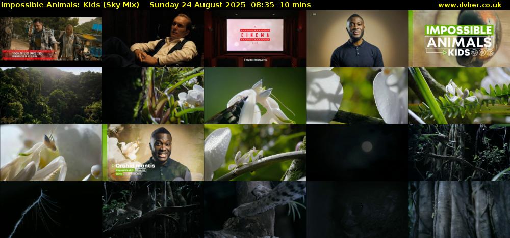Impossible Animals: Kids (Sky Mix) Sunday 24 August 2025 08:35 - 08:45