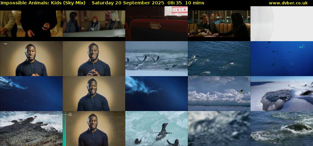 Impossible Animals: Kids (Sky Mix) Saturday 20 September 2025 08:35 - 08:45