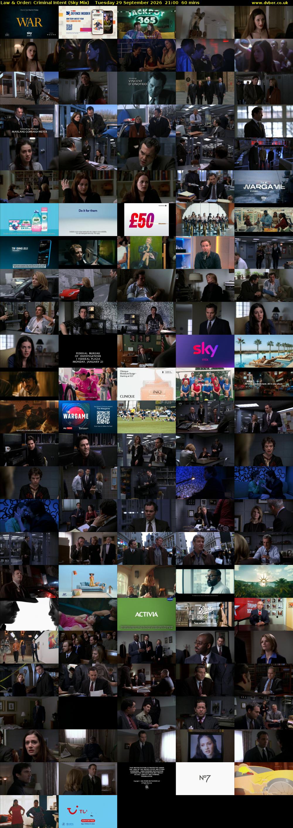 Law & Order: Criminal Intent (Sky Mix) Tuesday 29 September 2026 21:00 - 22:00