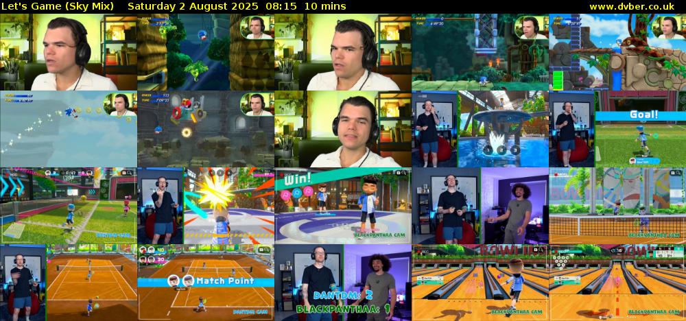 Let's Game (Sky Mix) Saturday 2 August 2025 08:15 - 08:25