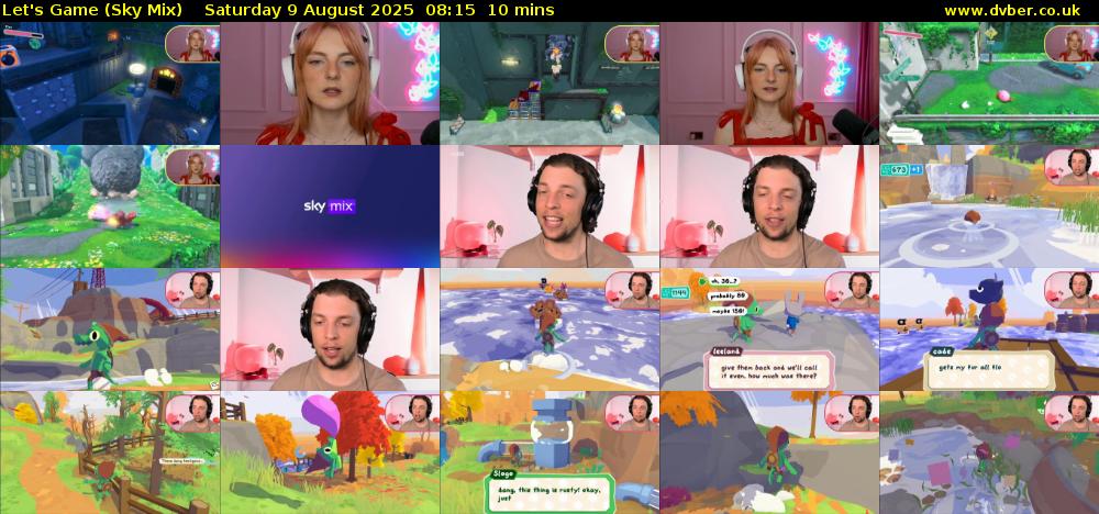 Let's Game (Sky Mix) Saturday 9 August 2025 08:15 - 08:25