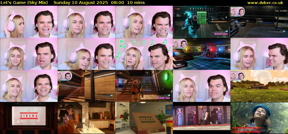 Let's Game (Sky Mix) Sunday 10 August 2025 08:00 - 08:10