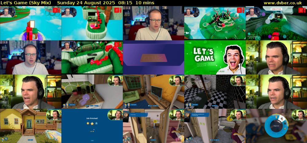 Let's Game (Sky Mix) Sunday 24 August 2025 08:15 - 08:25