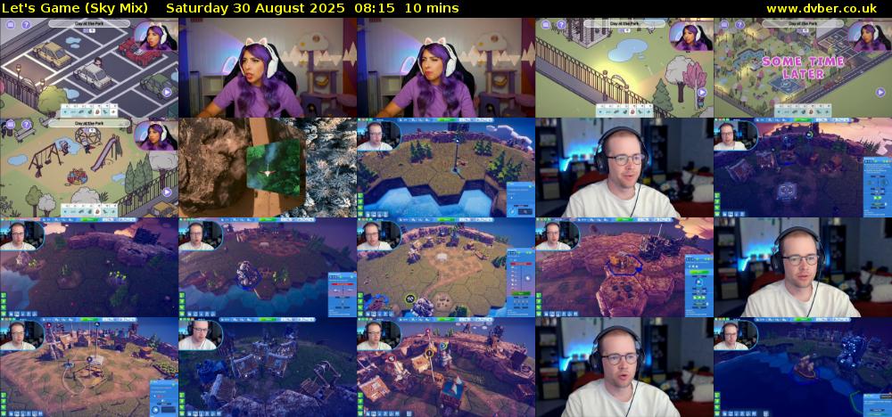 Let's Game (Sky Mix) Saturday 30 August 2025 08:15 - 08:25