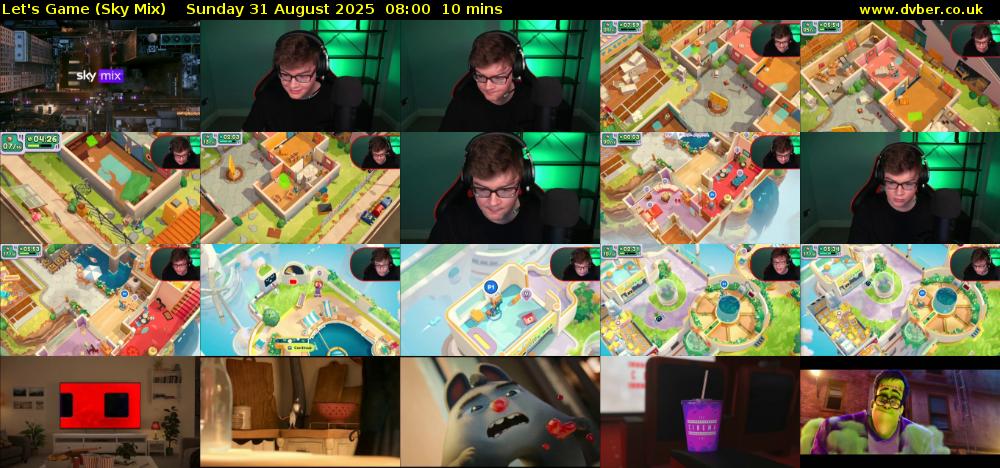 Let's Game (Sky Mix) Sunday 31 August 2025 08:00 - 08:10