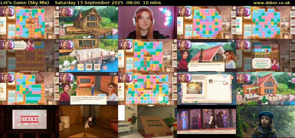 Let's Game (Sky Mix) Saturday 13 September 2025 08:00 - 08:10