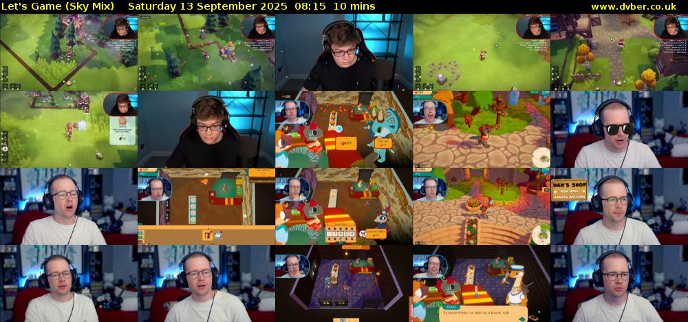 Let's Game (Sky Mix) Saturday 13 September 2025 08:15 - 08:25
