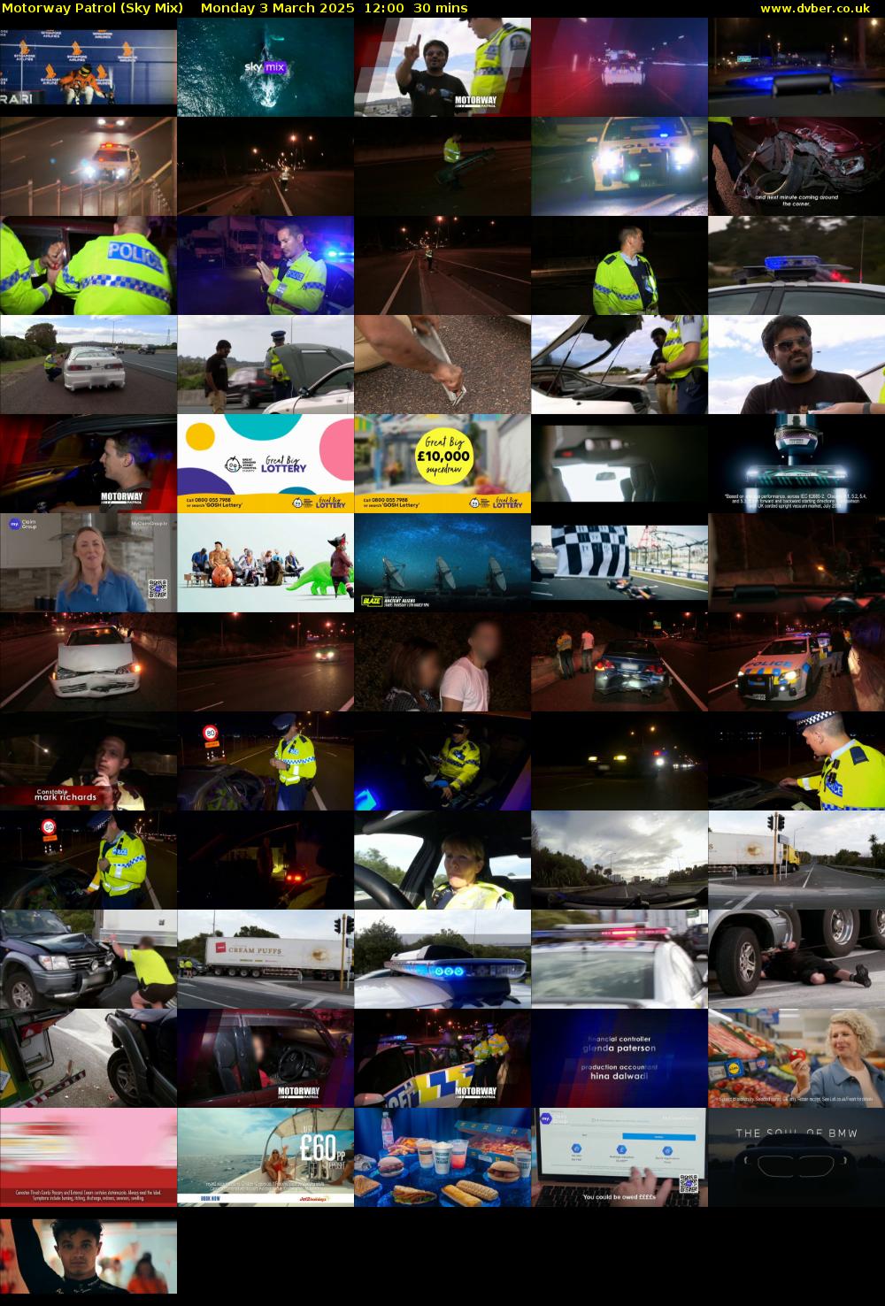 Motorway Patrol (Sky Mix) Monday 3 March 2025 12:00 - 12:30