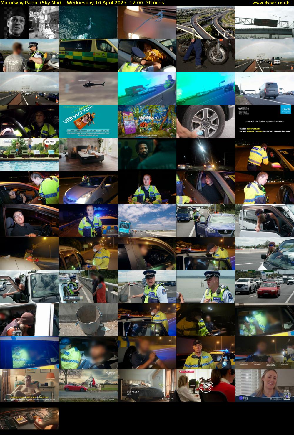 Motorway Patrol (Sky Mix) Wednesday 16 April 2025 12:00 - 12:30