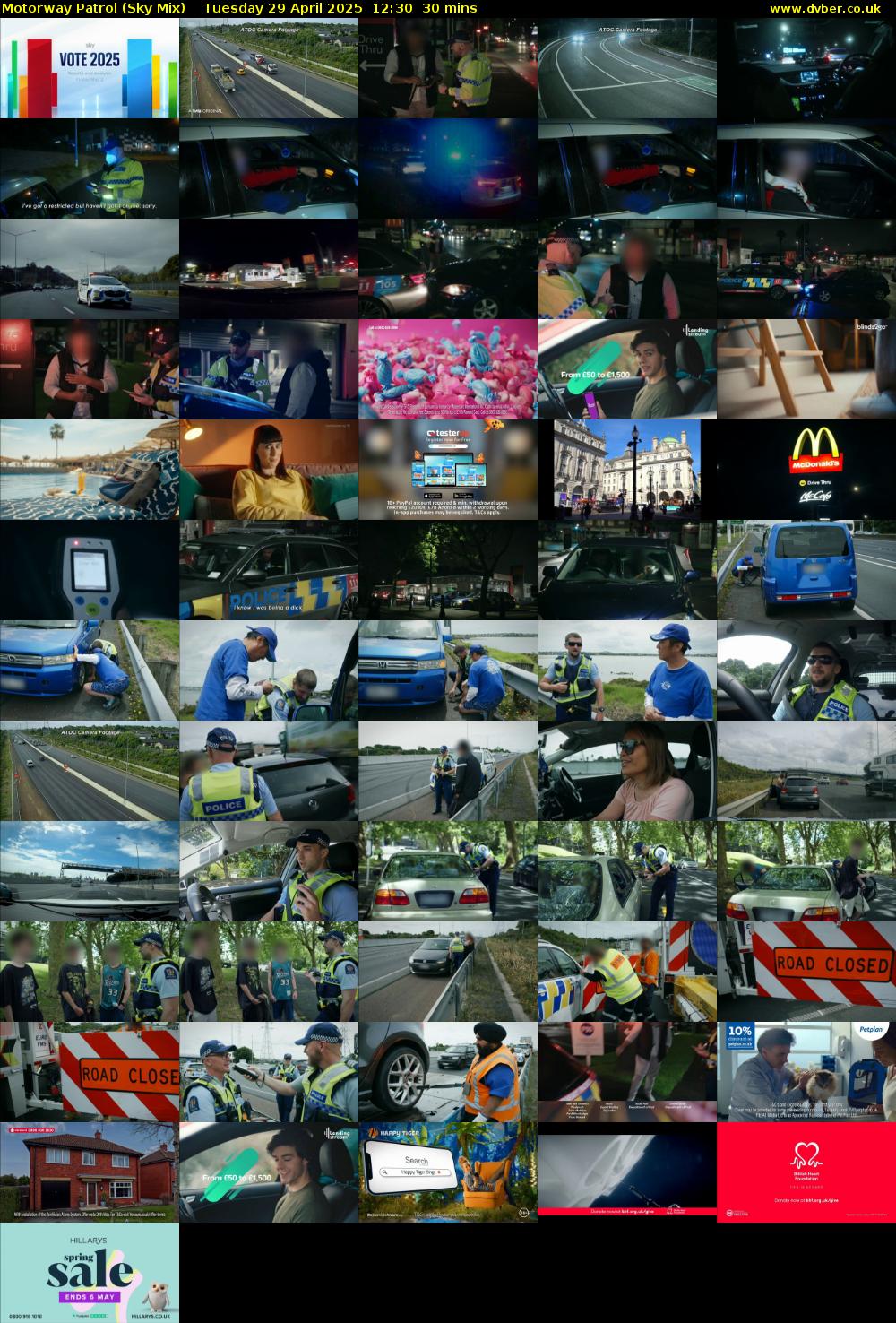 Motorway Patrol (Sky Mix) Tuesday 29 April 2025 12:30 - 13:00
