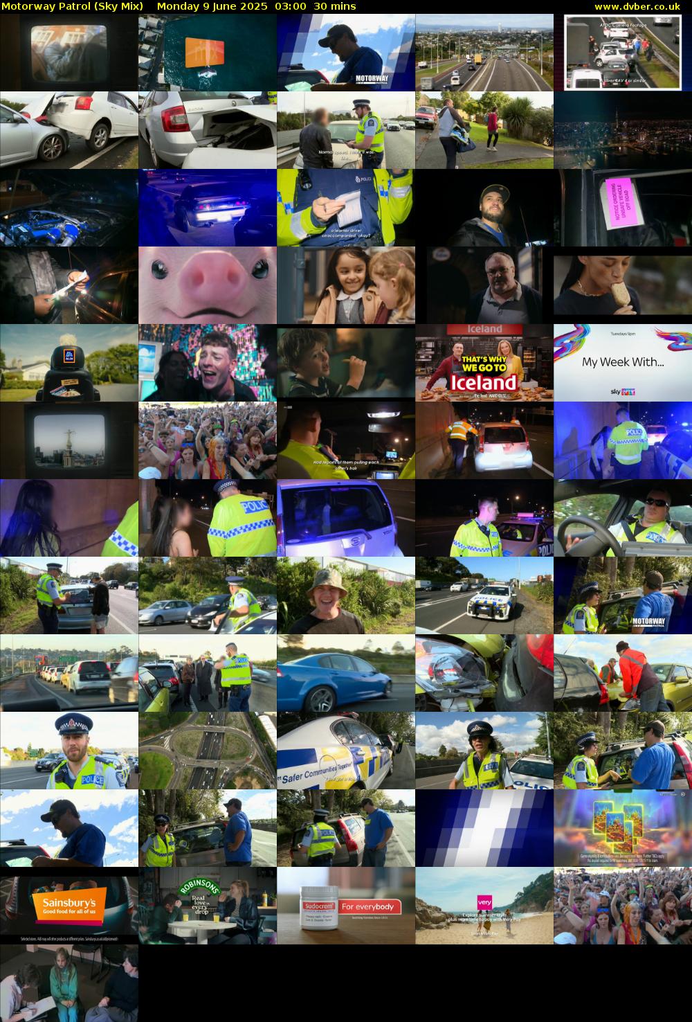 Motorway Patrol (Sky Mix) Monday 9 June 2025 03:00 - 03:30