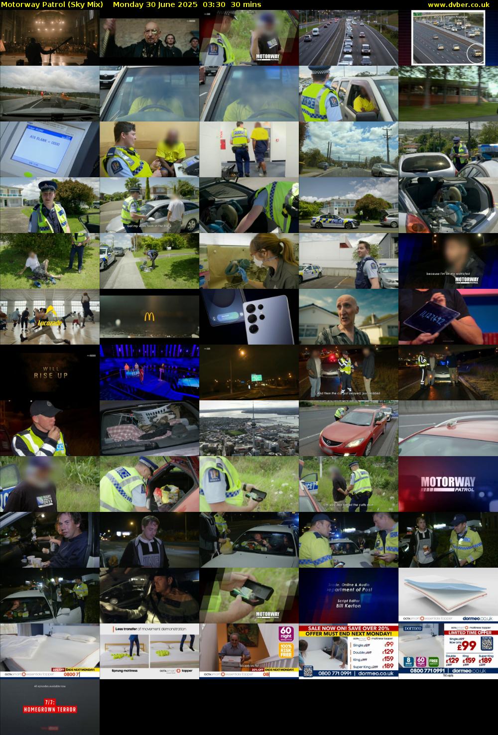 Motorway Patrol (Sky Mix) Monday 30 June 2025 03:30 - 04:00