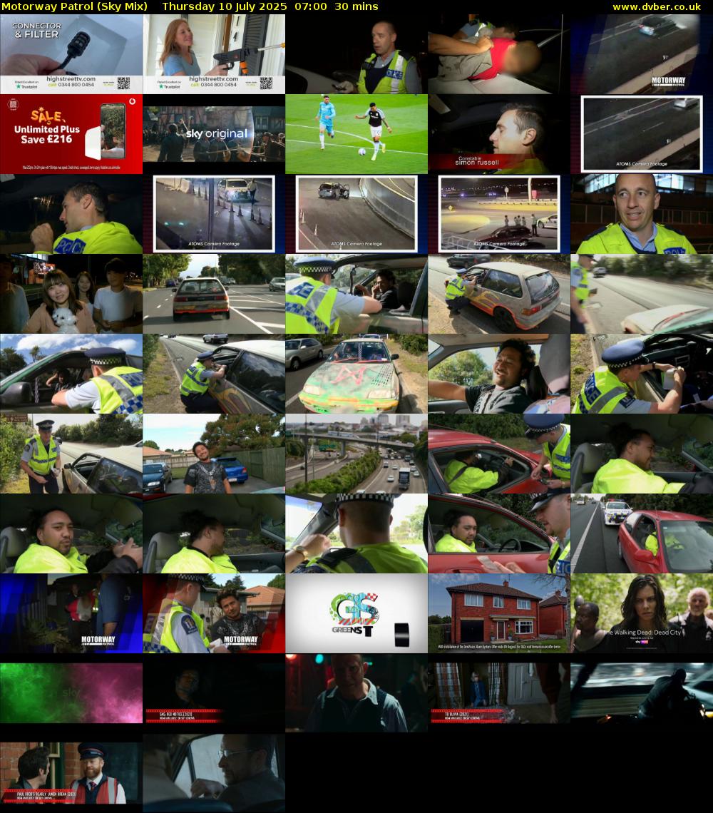 Motorway Patrol (Sky Mix) Thursday 10 July 2025 07:00 - 07:30