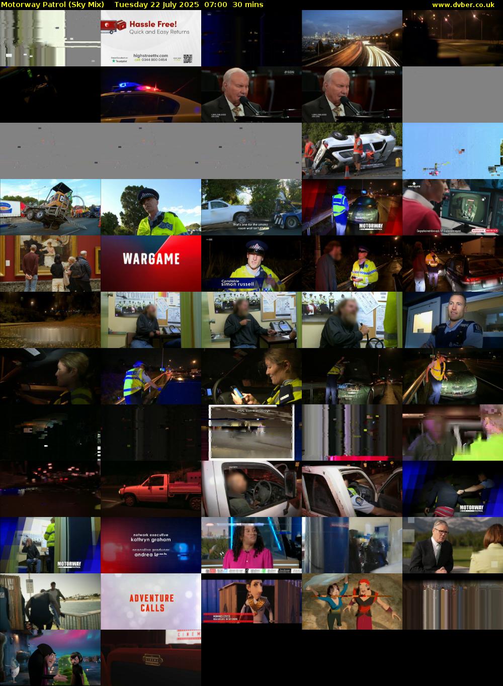 Motorway Patrol (Sky Mix) Tuesday 22 July 2025 07:00 - 07:30