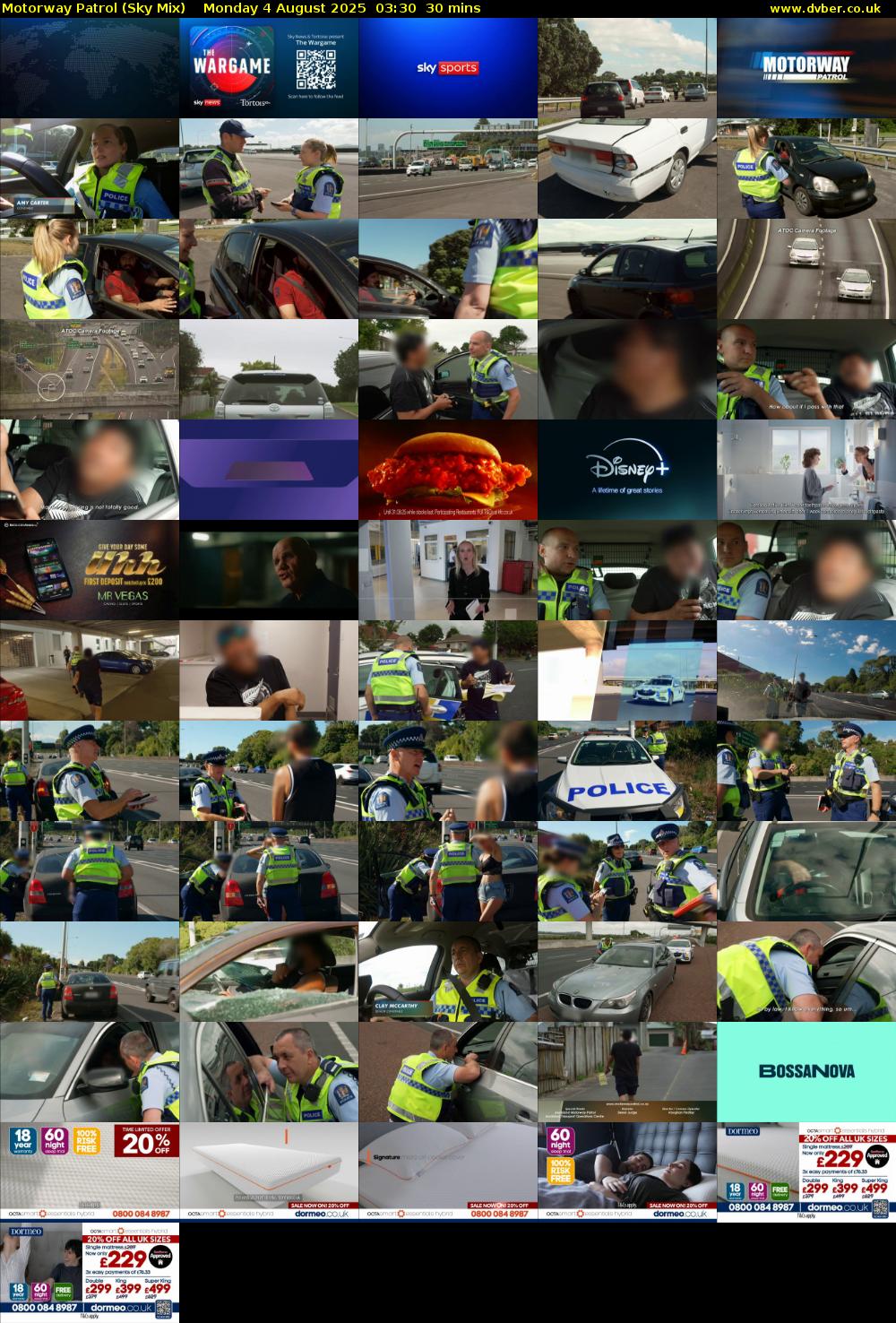 Motorway Patrol (Sky Mix) Monday 4 August 2025 03:30 - 04:00