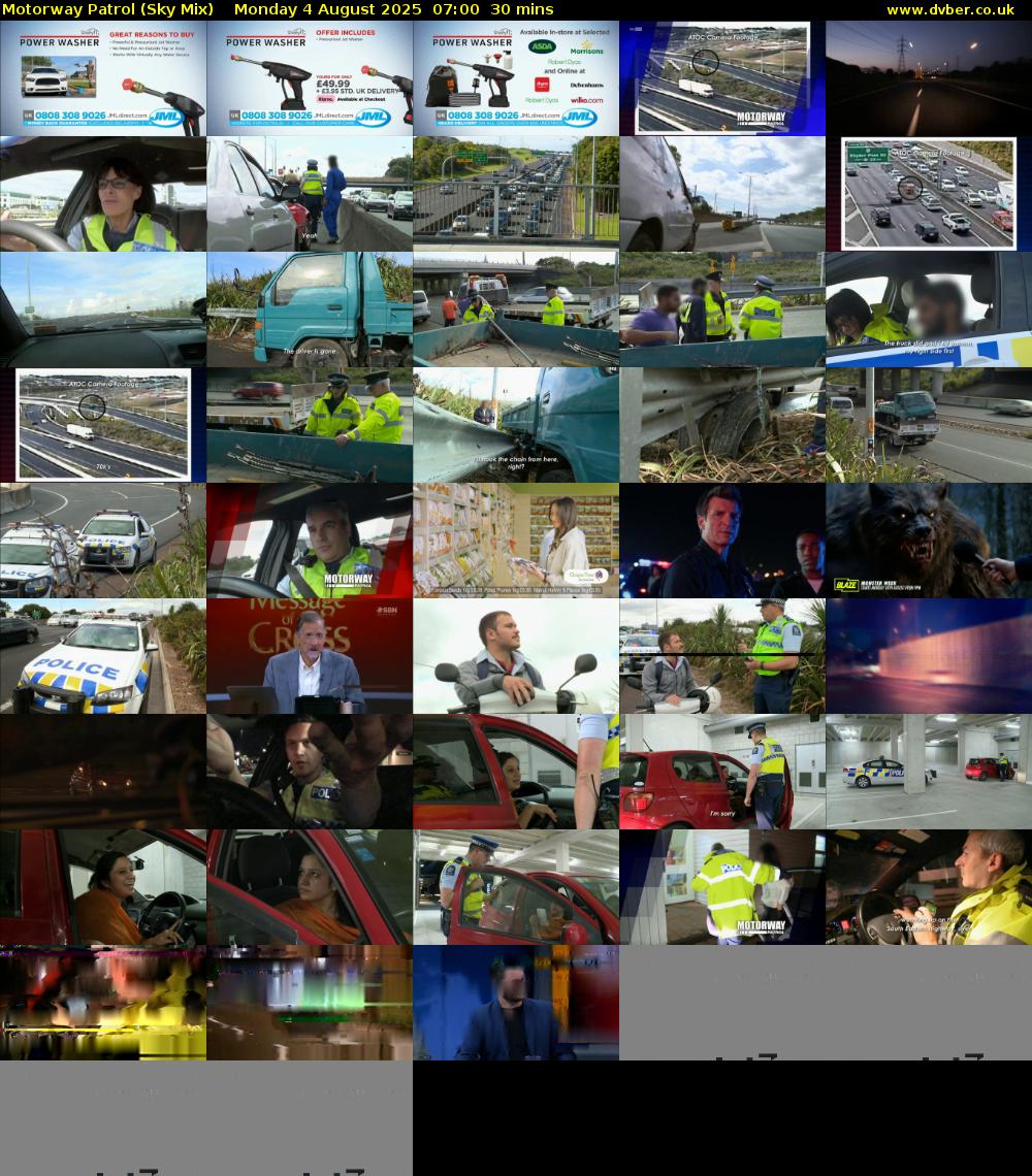 Motorway Patrol (Sky Mix) Monday 4 August 2025 07:00 - 07:30