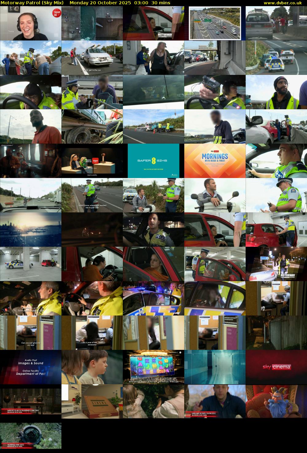 Motorway Patrol (Sky Mix) Monday 20 October 2025 03:00 - 03:30
