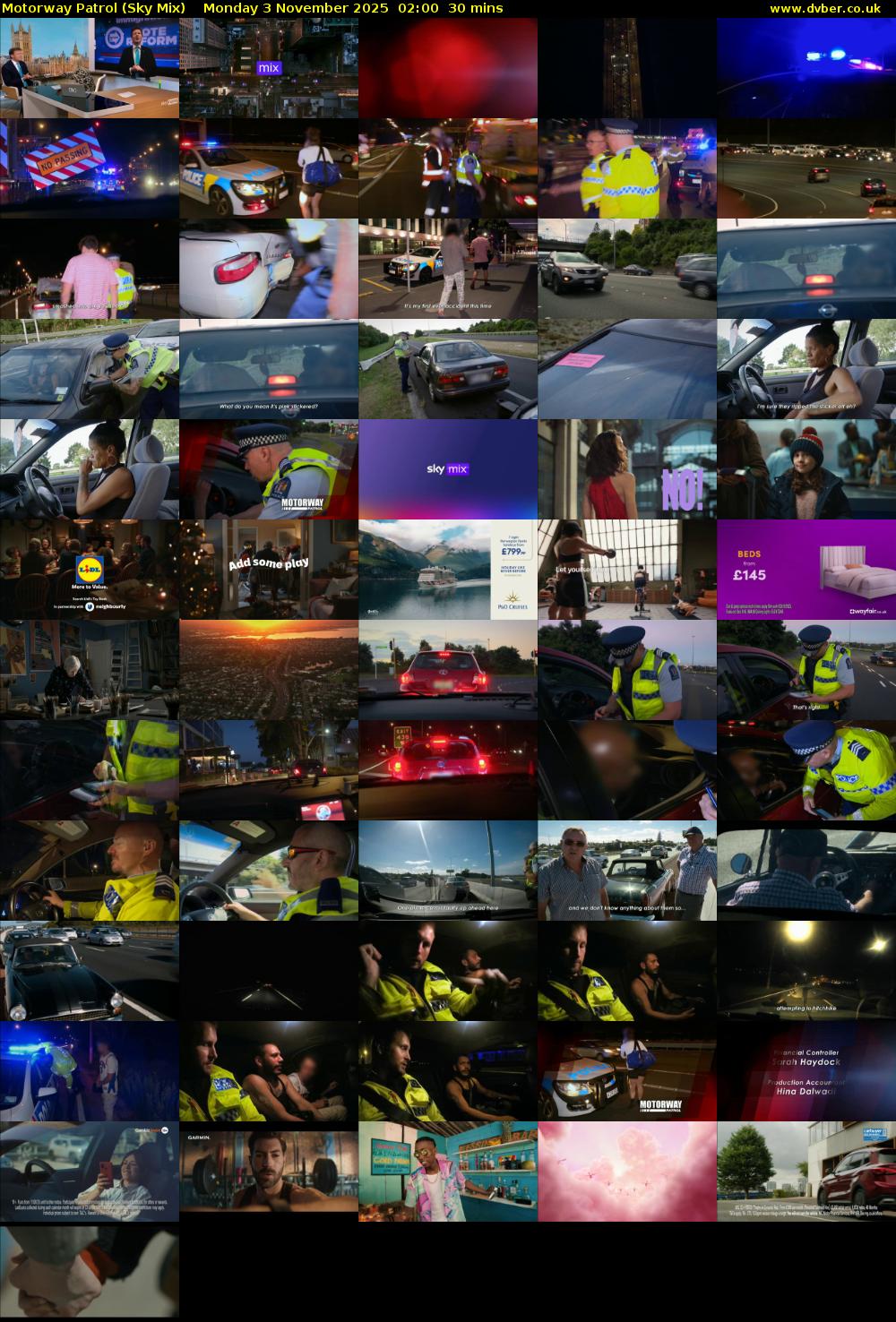 Motorway Patrol (Sky Mix) Monday 3 November 2025 02:00 - 02:30