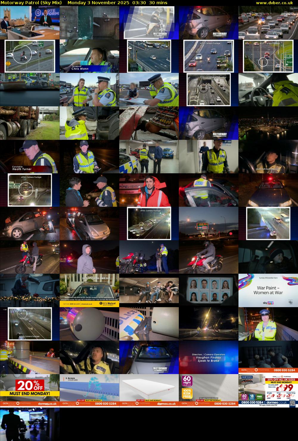 Motorway Patrol (Sky Mix) Monday 3 November 2025 03:30 - 04:00
