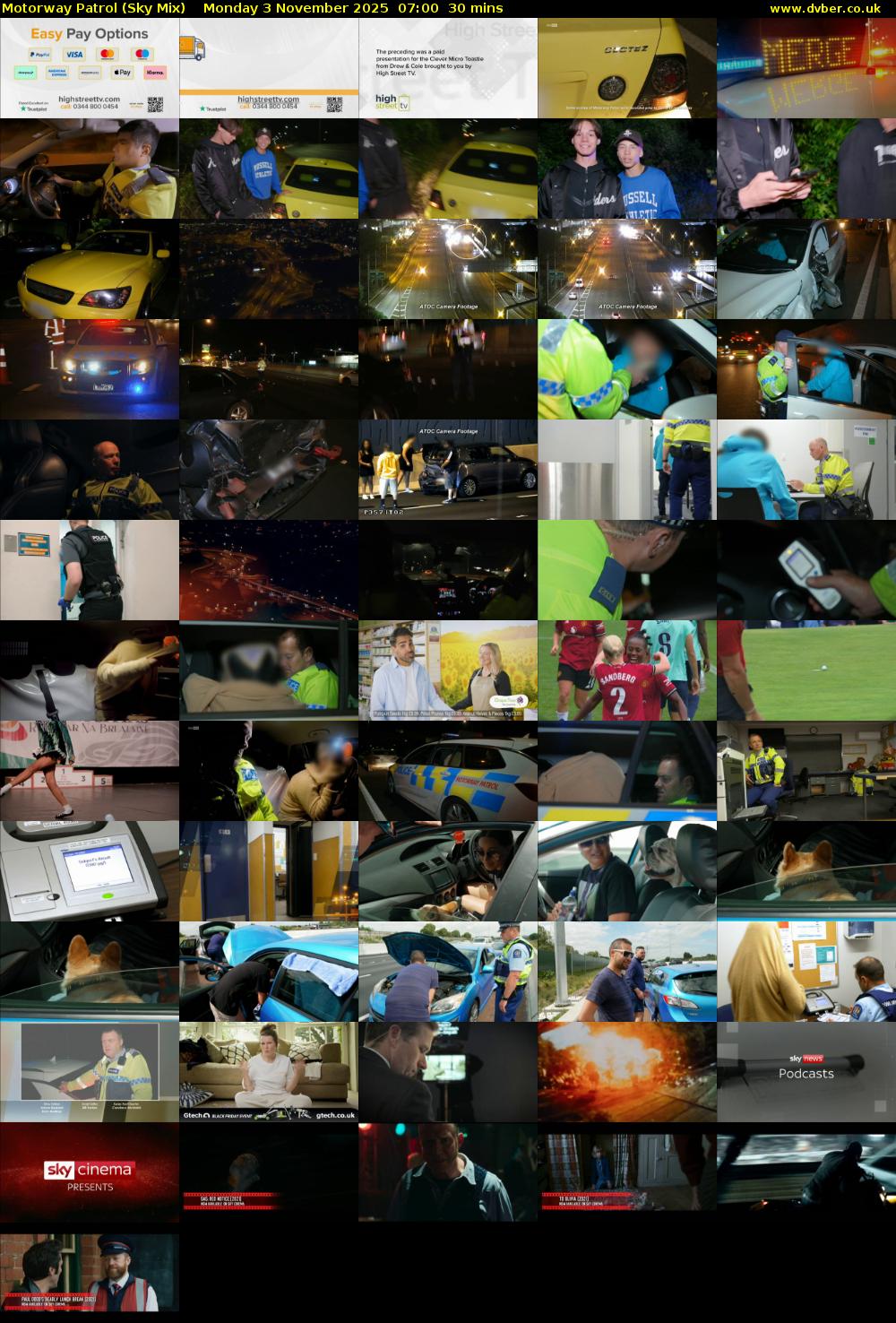 Motorway Patrol (Sky Mix) Monday 3 November 2025 07:00 - 07:30