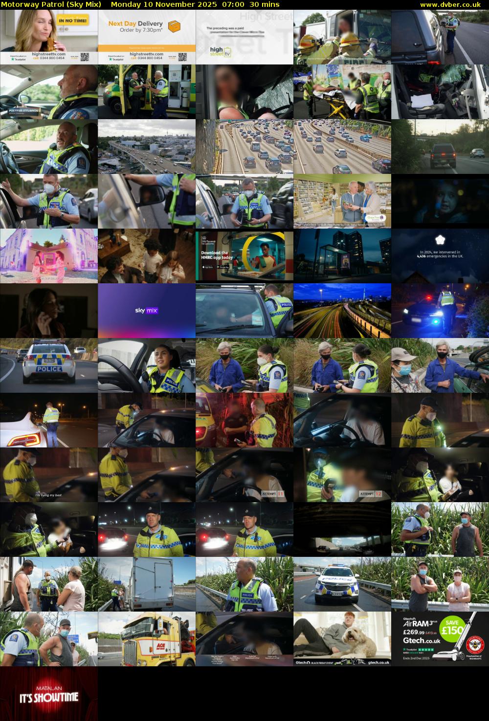 Motorway Patrol (Sky Mix) Monday 10 November 2025 07:00 - 07:30