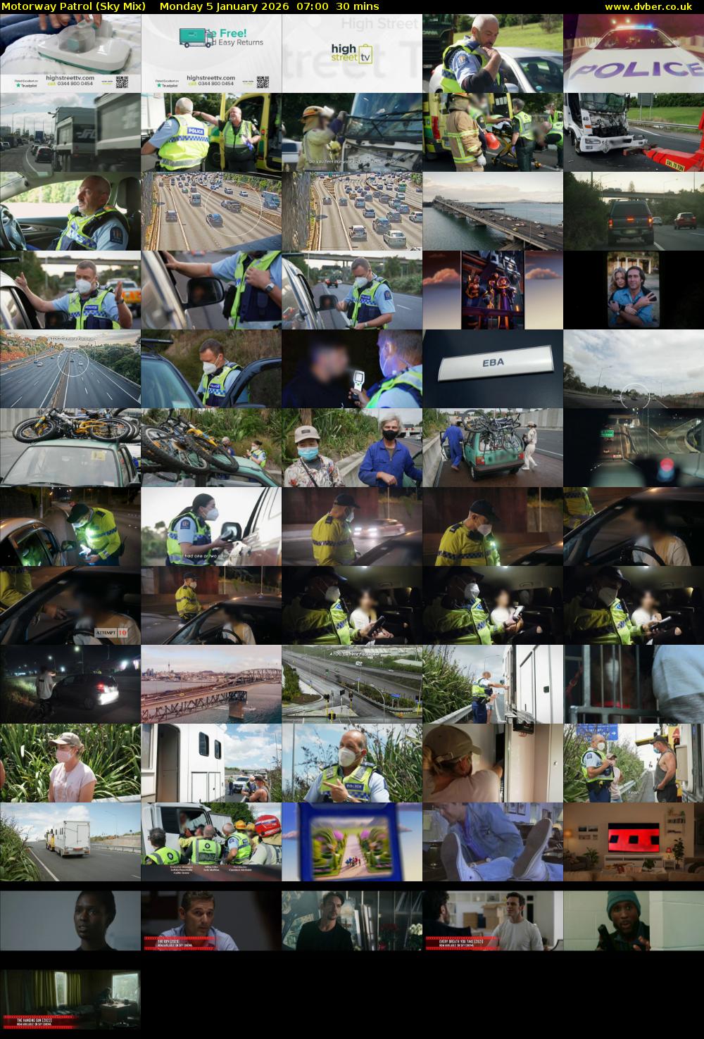 Motorway Patrol (Sky Mix) Monday 5 January 2026 07:00 - 07:30