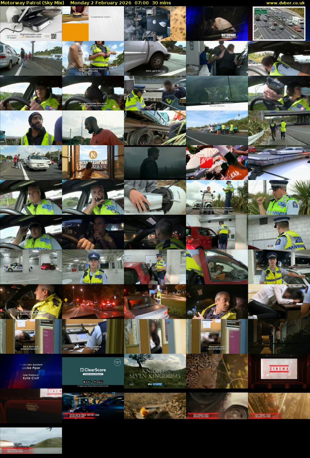 Motorway Patrol (Sky Mix) Monday 2 February 2026 07:00 - 07:30