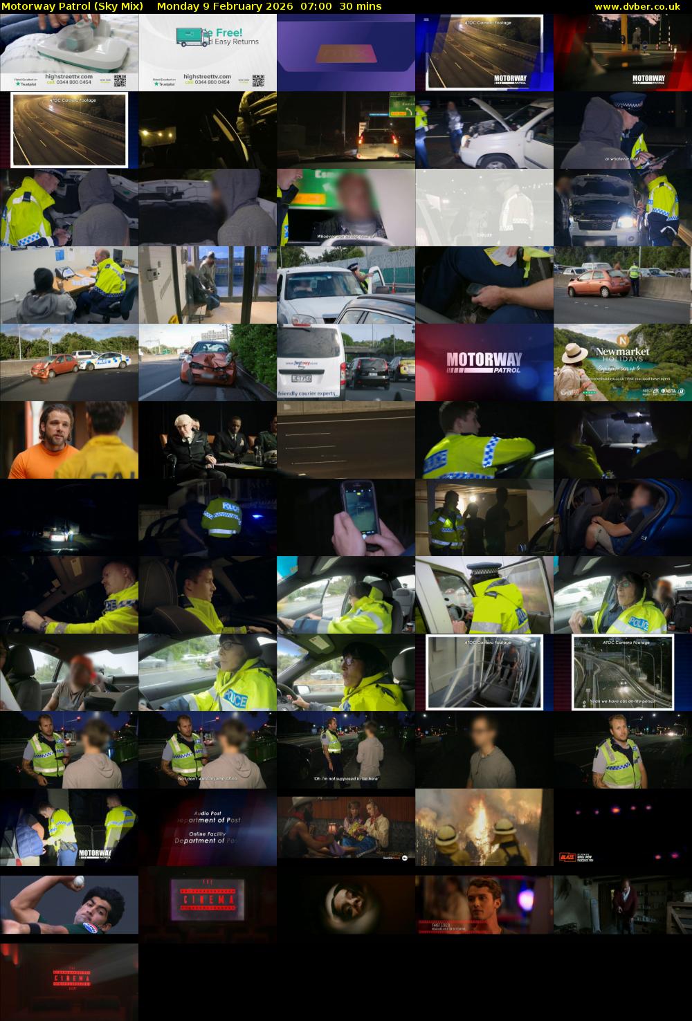 Motorway Patrol (Sky Mix) Monday 9 February 2026 07:00 - 07:30